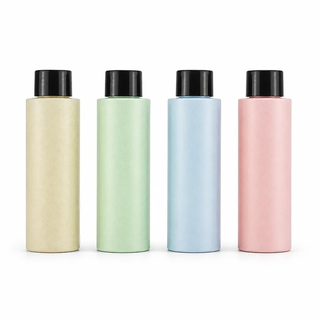 100ml PLA biodegradable cosmetic bottles in natural beige green blue pink colors