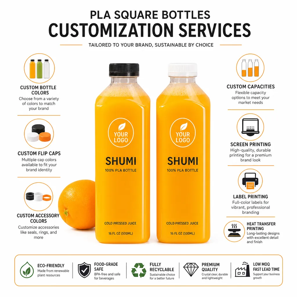 custom PLA bottle colors caps capacities screen printing label printing heat transfer