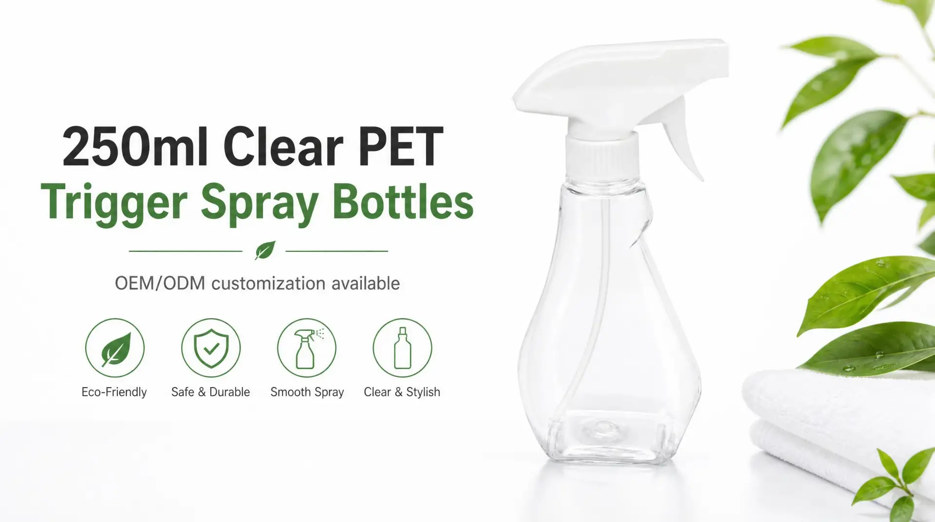 250ml clear pet spray bottle e commerce banner wholesale manufacturer