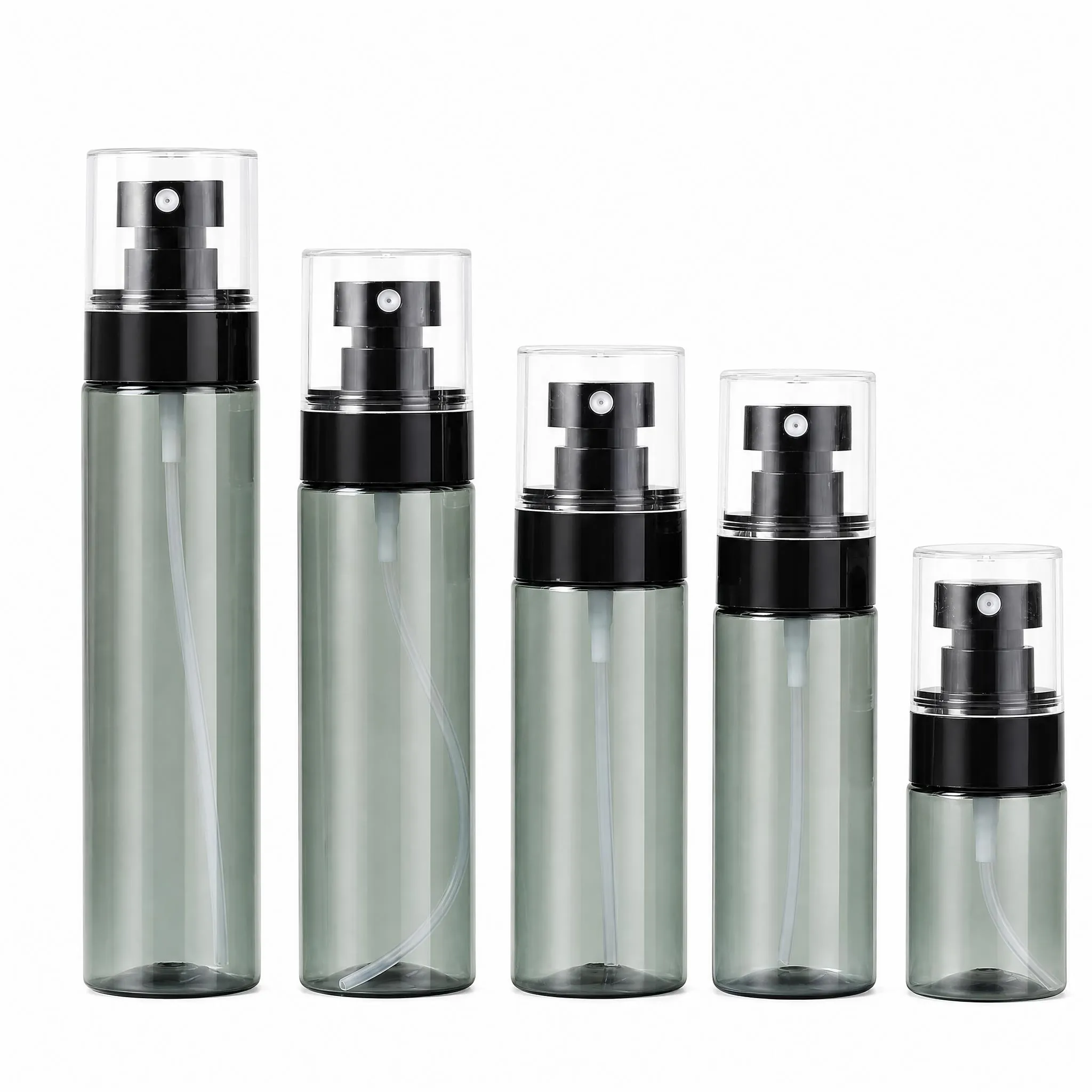 30ml 60ml 100ml Gray Fine Mist Spray Bottles Full Set Refillable Cosmetic Atomizer