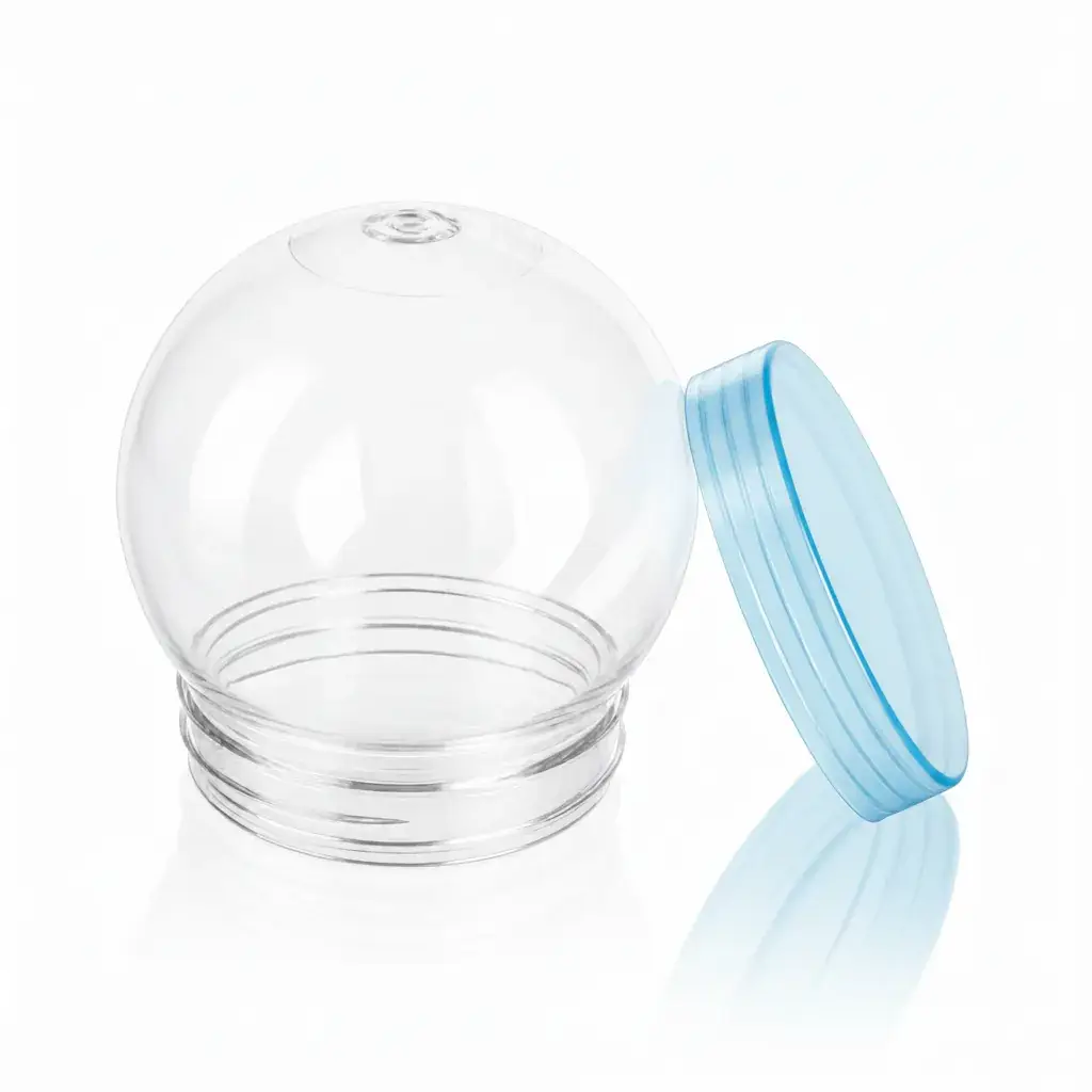 300ml clear spherical plastic bottle with blue lid separated wholesale plastic bottle manufacturer custom OEM