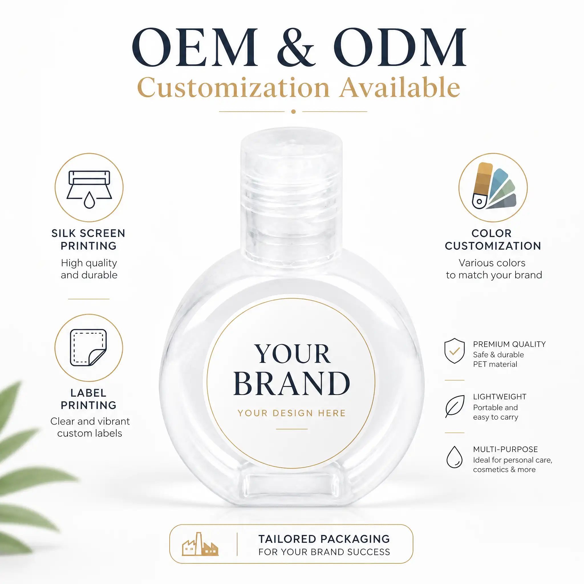 30ml clear pet bottle leak proof secure seal flip top cap feature wholesale plastic bottle manufacturer custom OEM