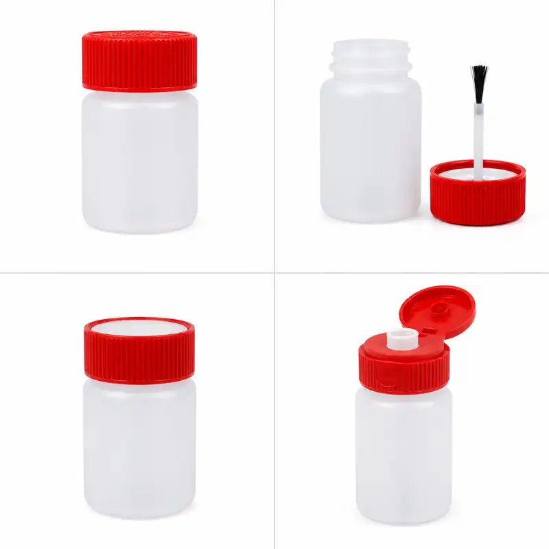 30ml hdpe bottle four sealing cap types 2x2 collage wholesale plastic bottle manufacturer custom OEM