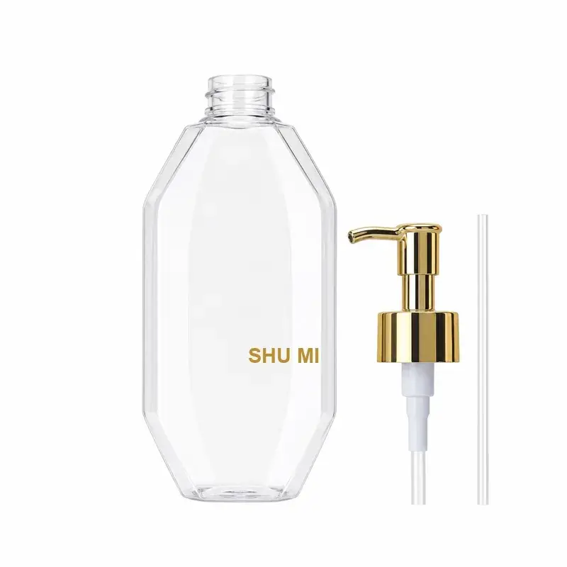 500ml diamond pet pump bottle transparent main 01 wholesale plastic bottle manufacturer custom OEM