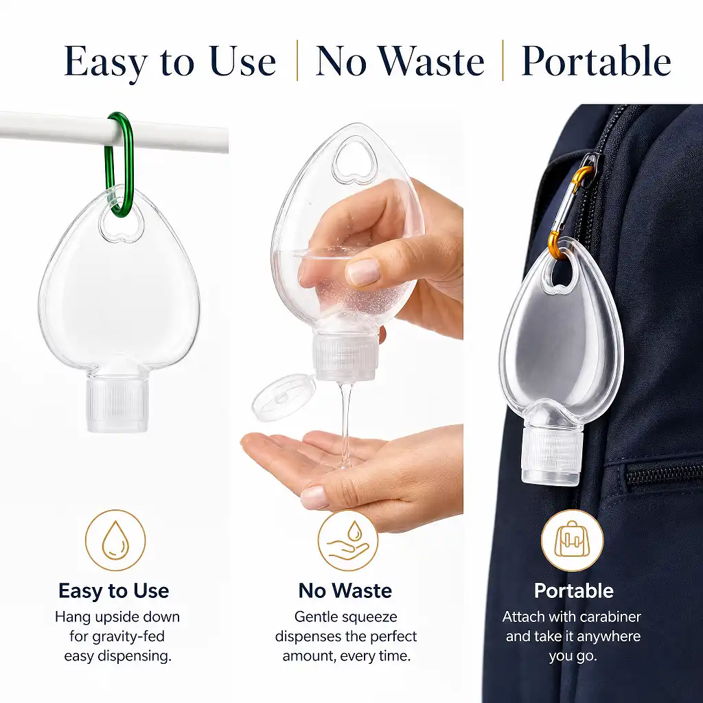 50ml Leak Proof Flip Top Squeeze Bottle for Hand Sanitizer and Liquids