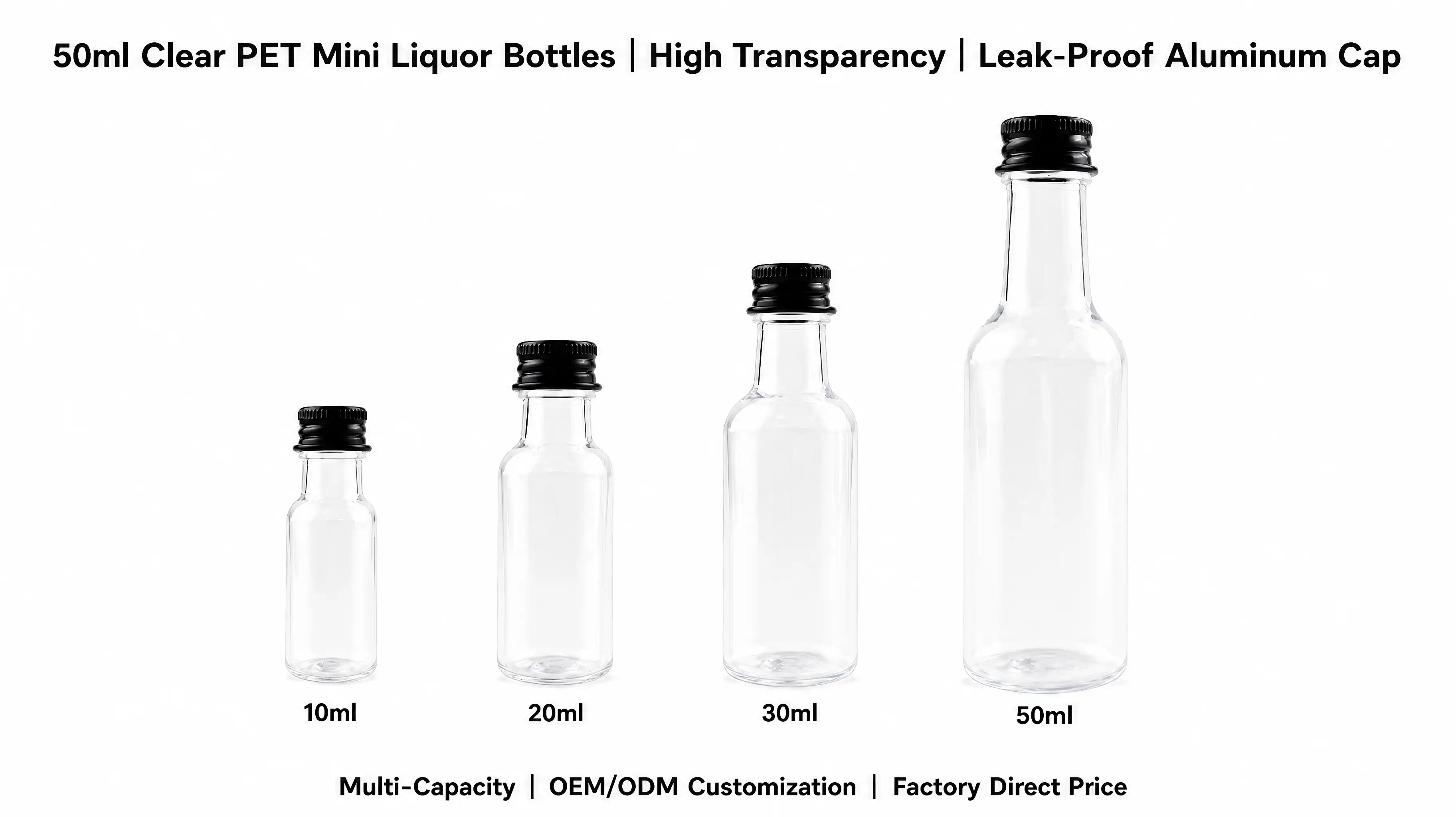 Multi Capacity Clear PET Bottles 10ml 20ml 30ml 50ml 100ml Options wholesale manufacturer