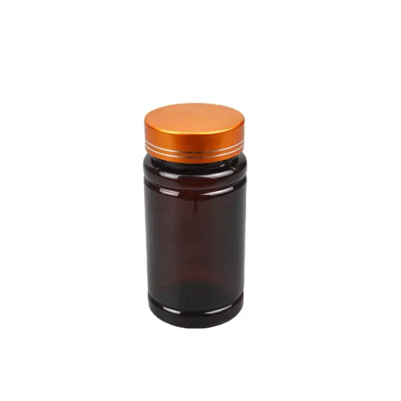 amber pet capsule bottle 150ml orange cap wholesale plastic bottle manufacturer custom OEM