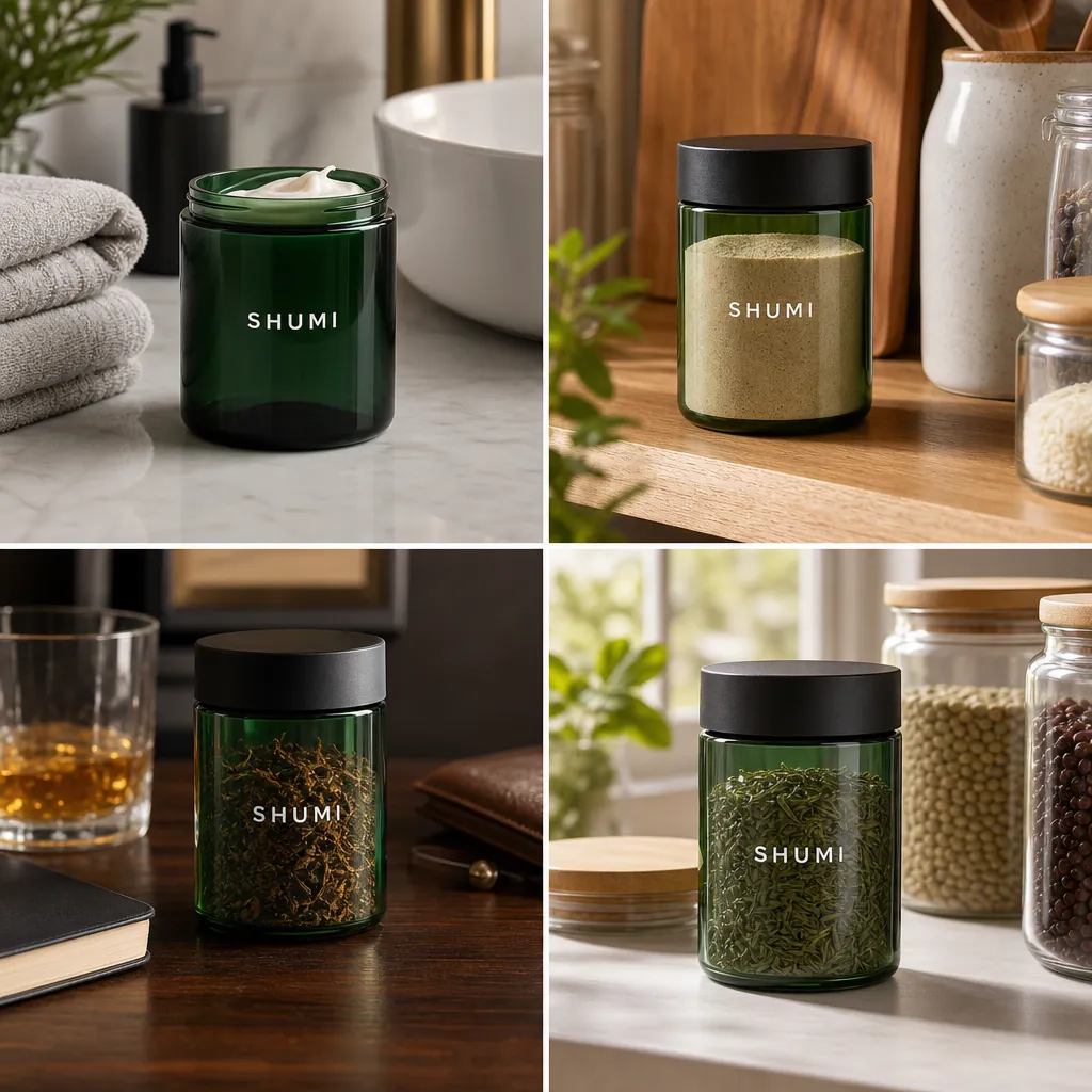4 grid collage child resistant jar real use bathroom kitchen pantry tobacco
