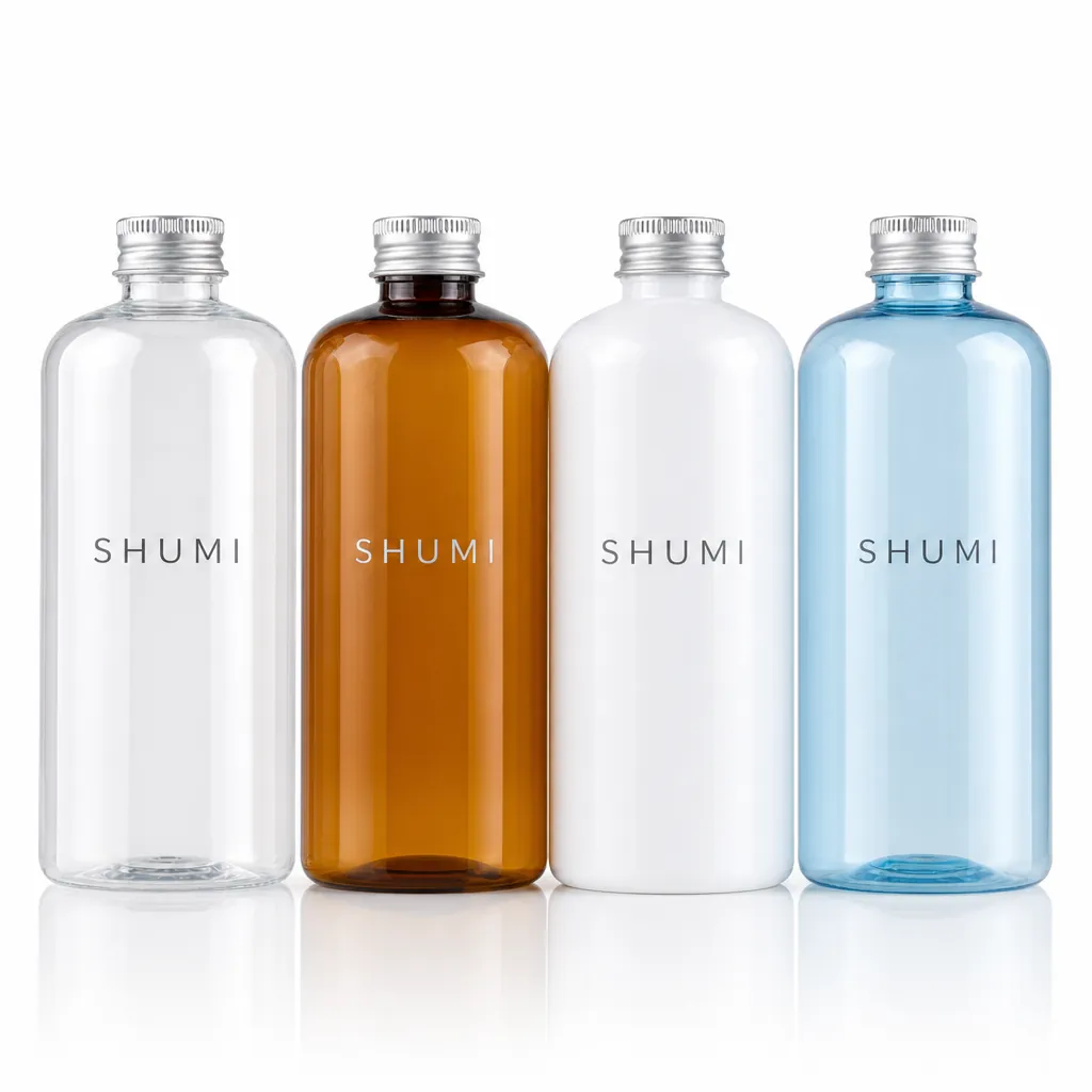clear amber white blue chubby pet plastic bottle with aluminum cap
