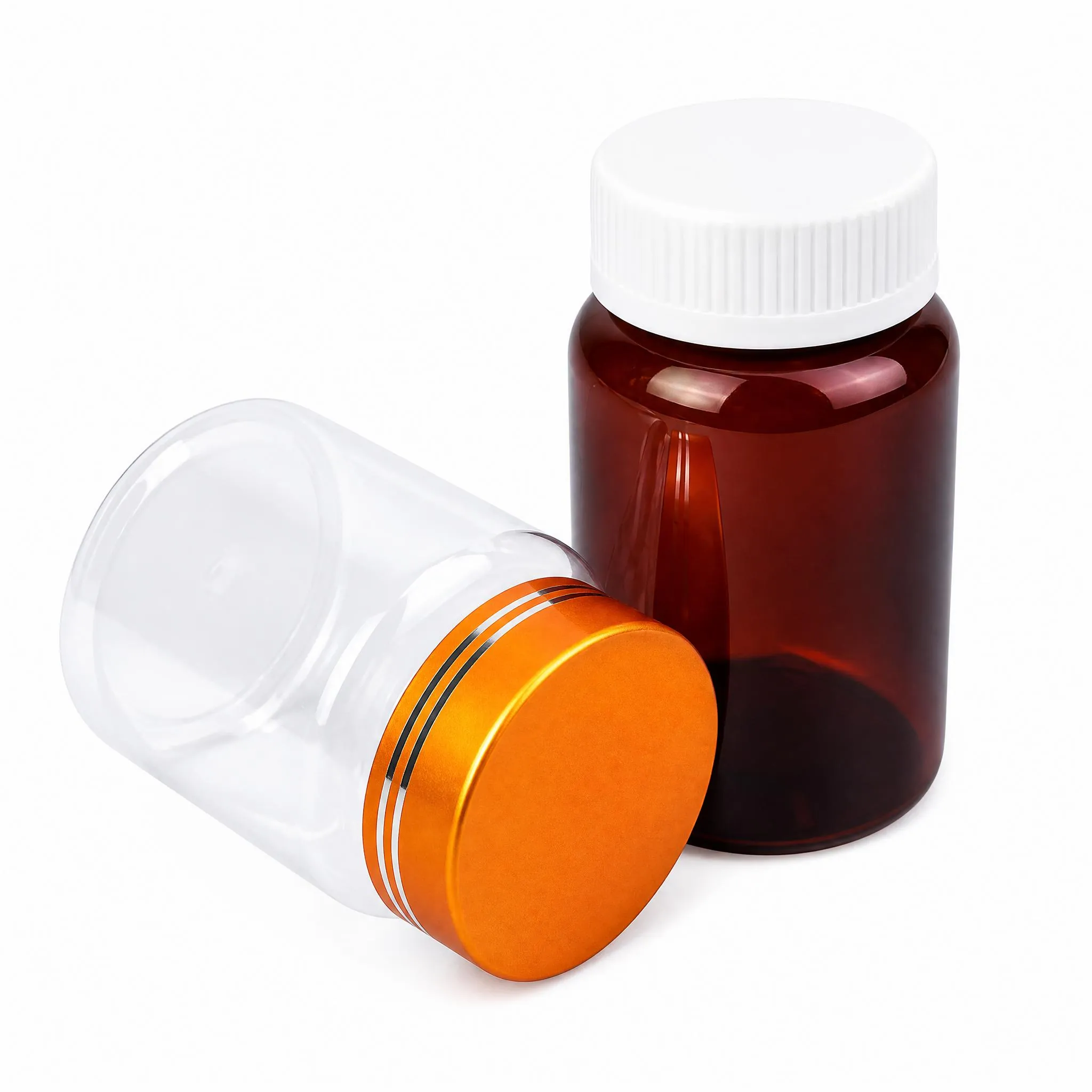 100ml 120ml clear amber pet plastic pill bottles for health supplements