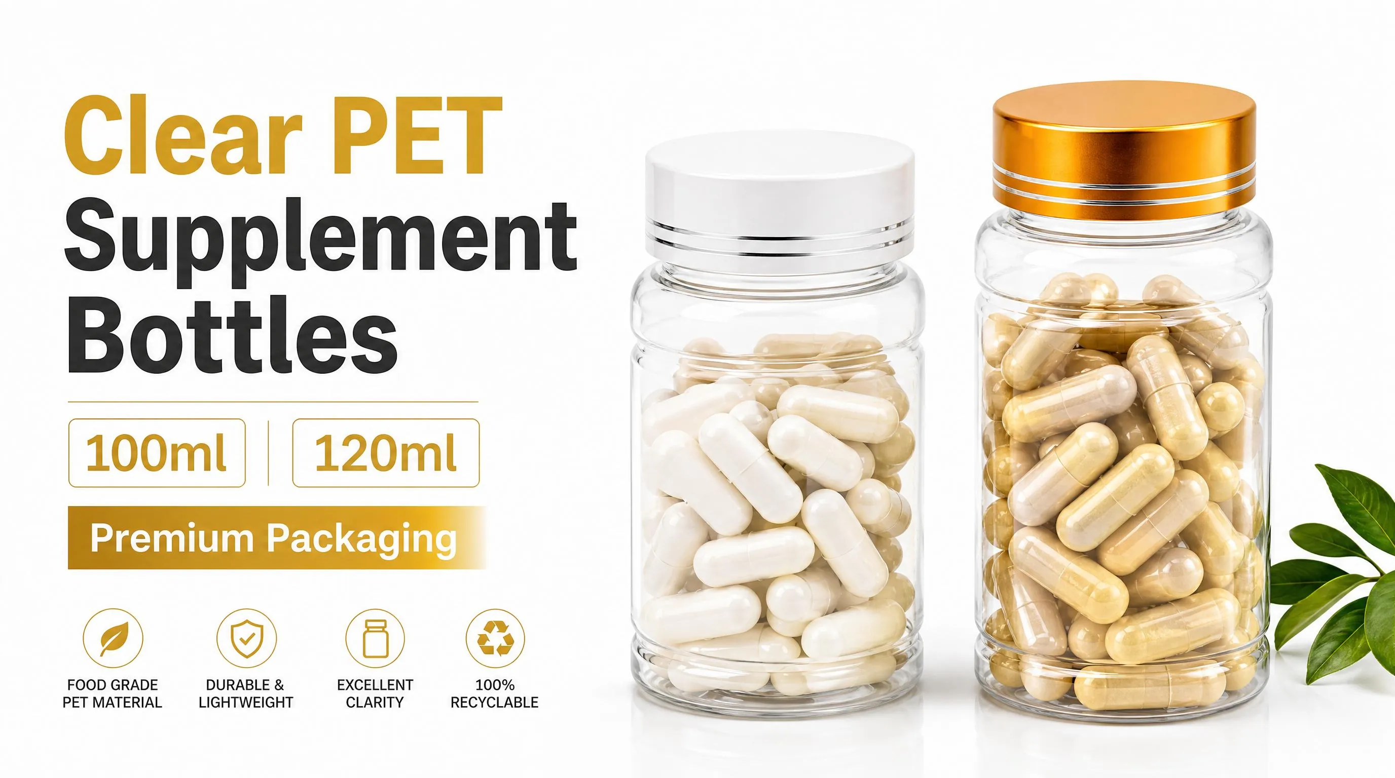 clear pet supplement bottle e commerce banner wholesale manufacturer