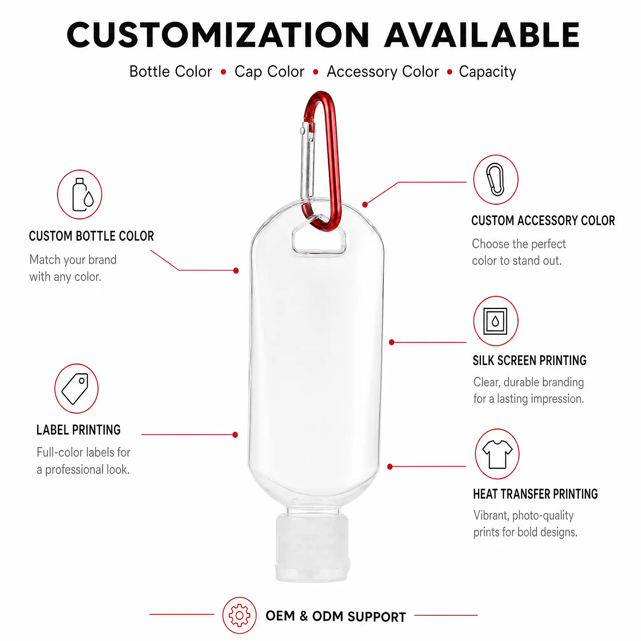 custom hand sanitizer bottles oem odm service silk screen printing heat transfer labeling wholesale plastic bottle manufacturer custom OEM