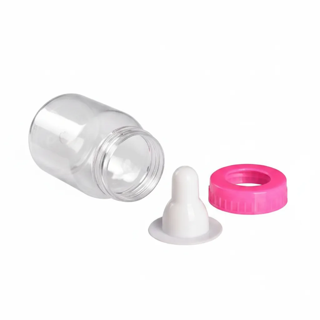 Detachable mini baby bottle candy box parts clear bottle red cap white nipple