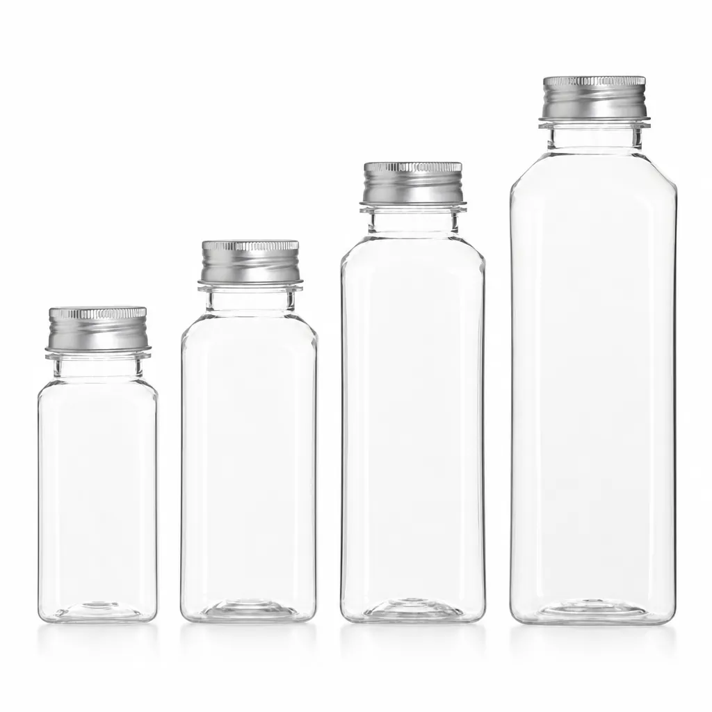 250ml 350ml 500ml 750ml different capacity biodegradable PLA square bottles