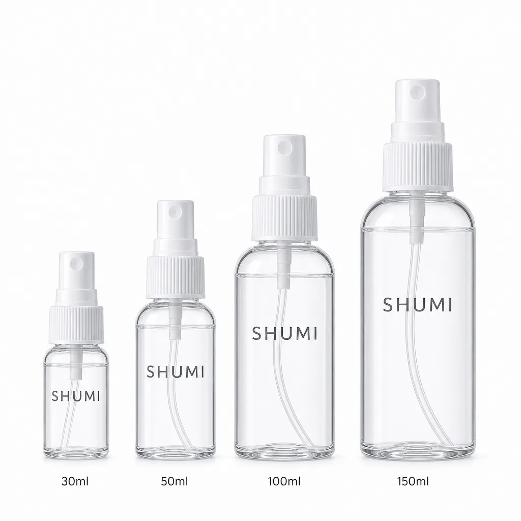 30ml 50ml 100ml 150ml clear fine mist spray bottle size comparison