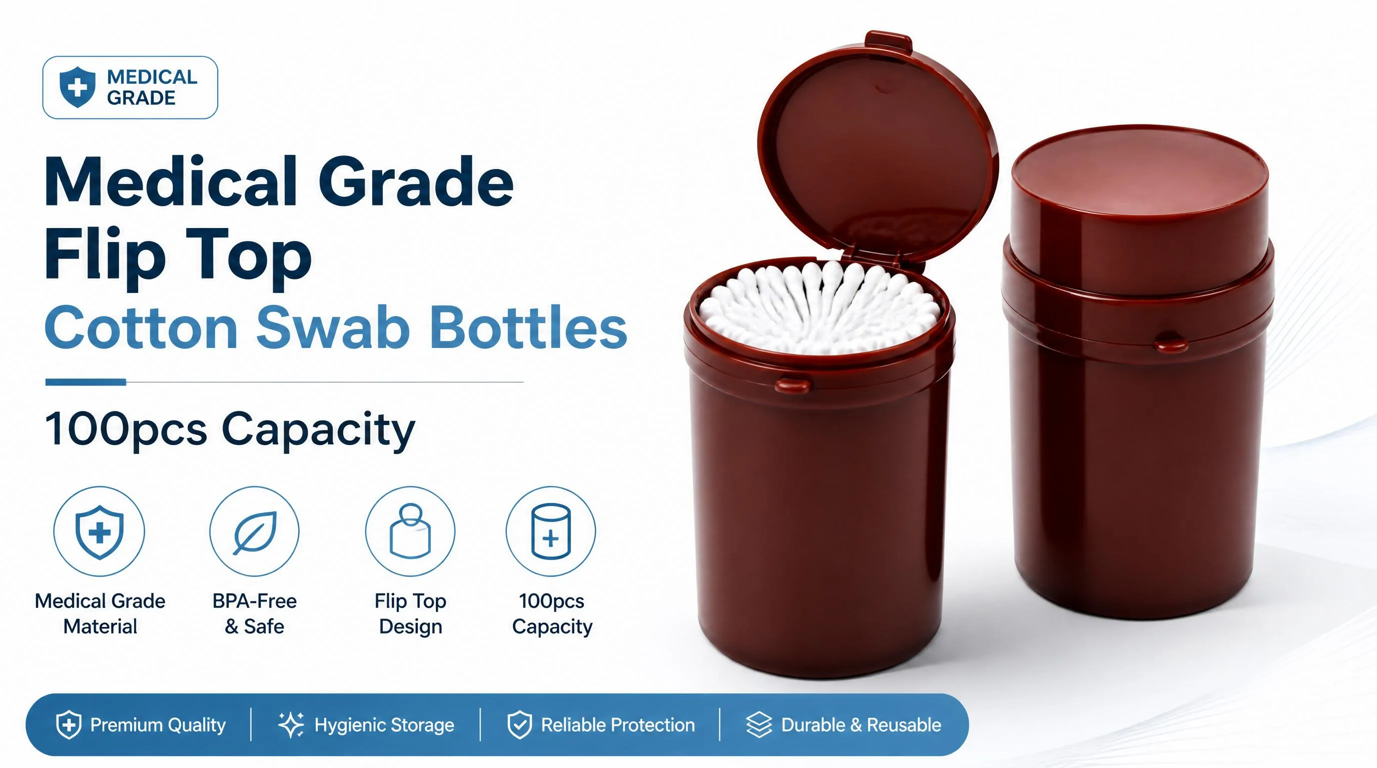 flip top cotton swab bottle e commerce banner wholesale manufacturer