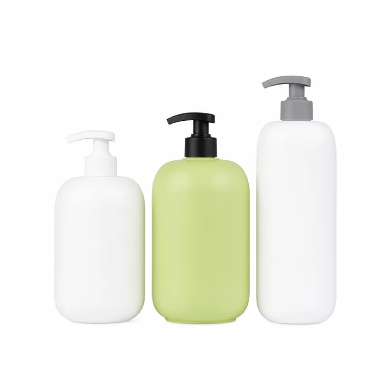 hdpe 300ml 500ml 750ml squat lotion pump bottle set white background main 01 wholesale plastic bottle manufacturer custom OEM