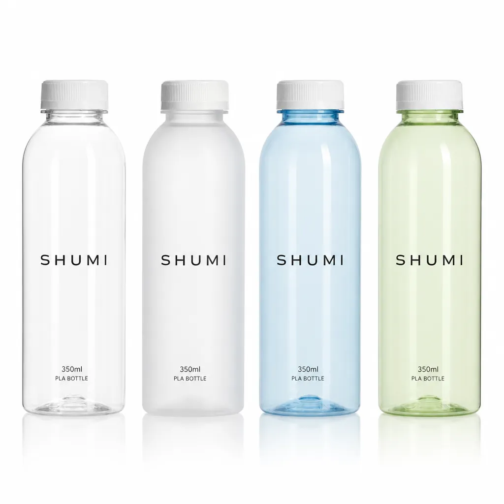 Clear frosted light blue light green multi color 350ml PLA round beverage bottles