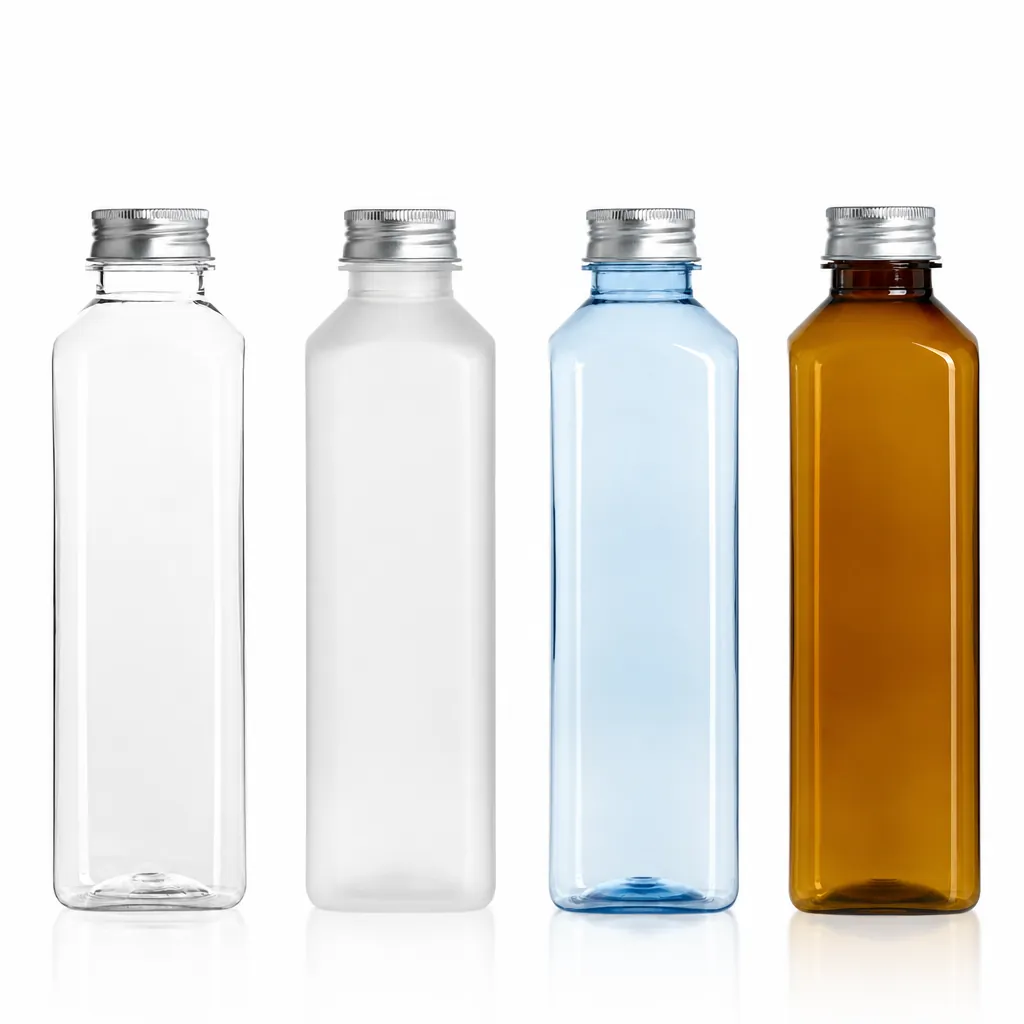 clear frosted light blue amber multi color 500ml PLA square beverage bottles
