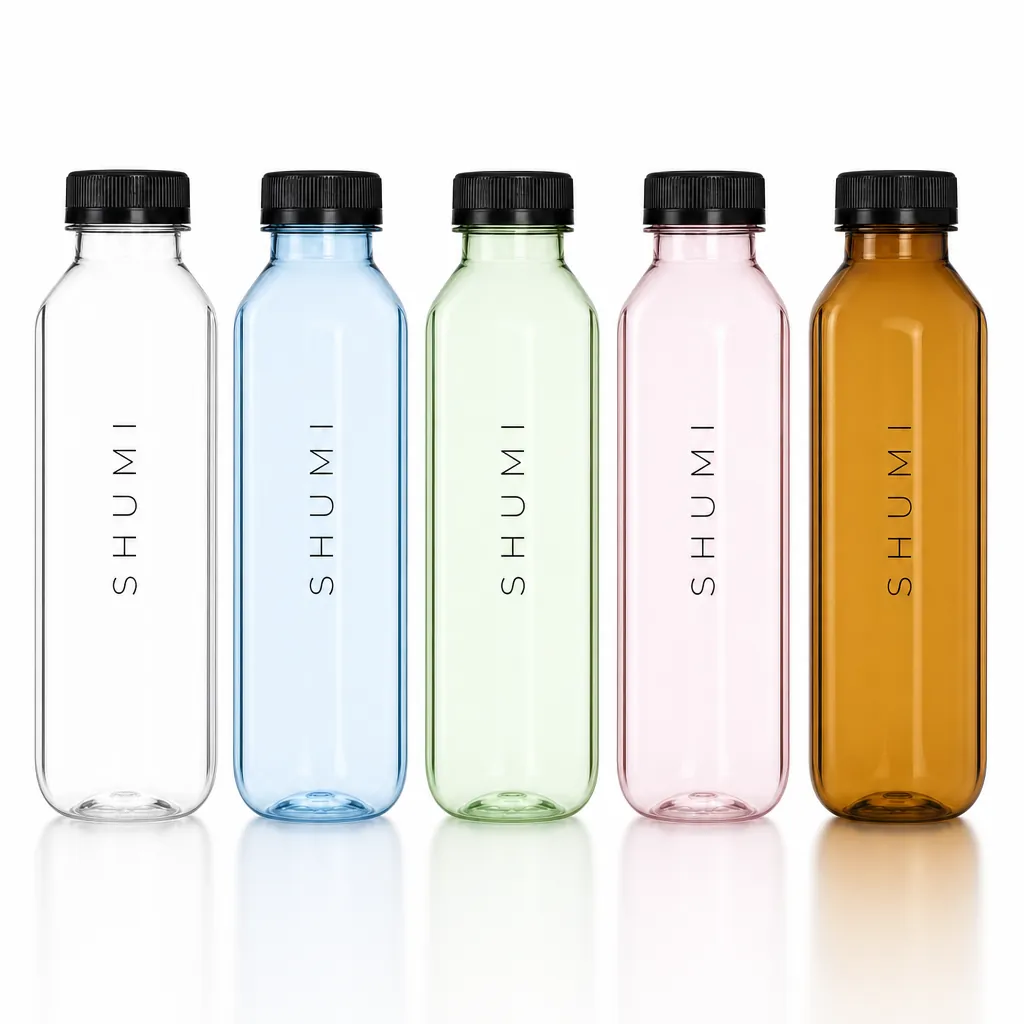Multiple colored biodegradable rectangular PLA bottles with aluminum lids