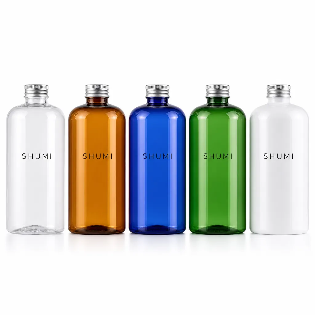 PCR PET Boston bottles multi color options clear amber blue green white aluminum caps