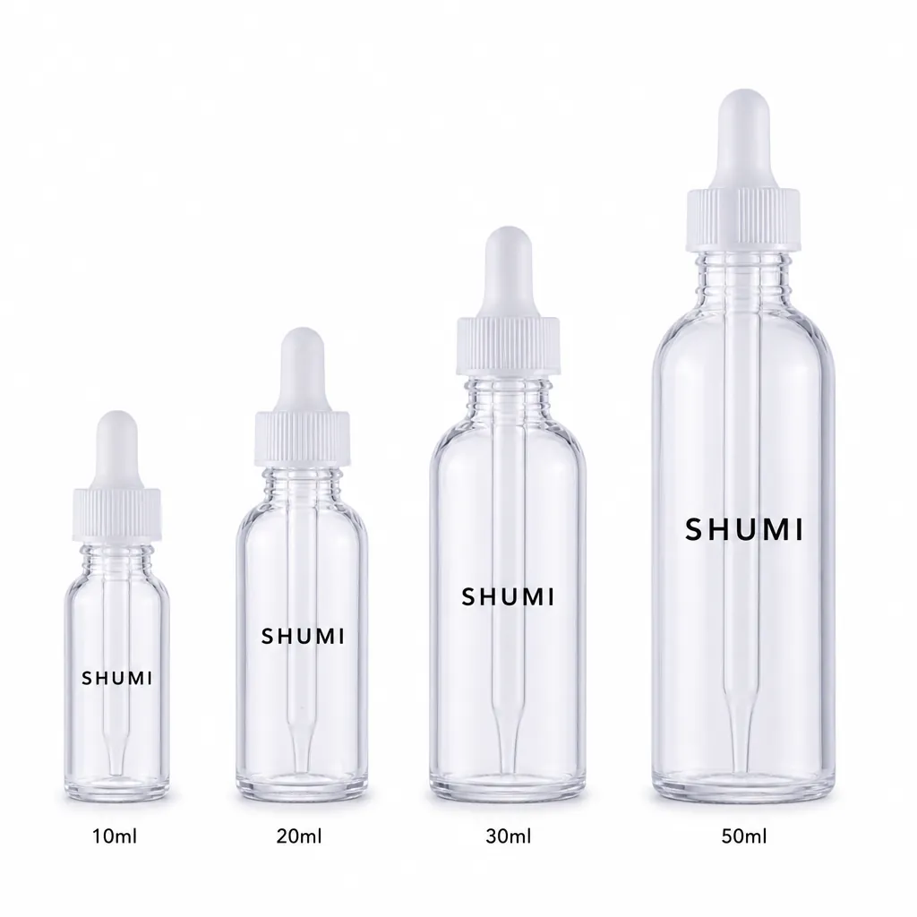 10ml 20ml 30ml 50ml clear pet dropper bottle size comparison