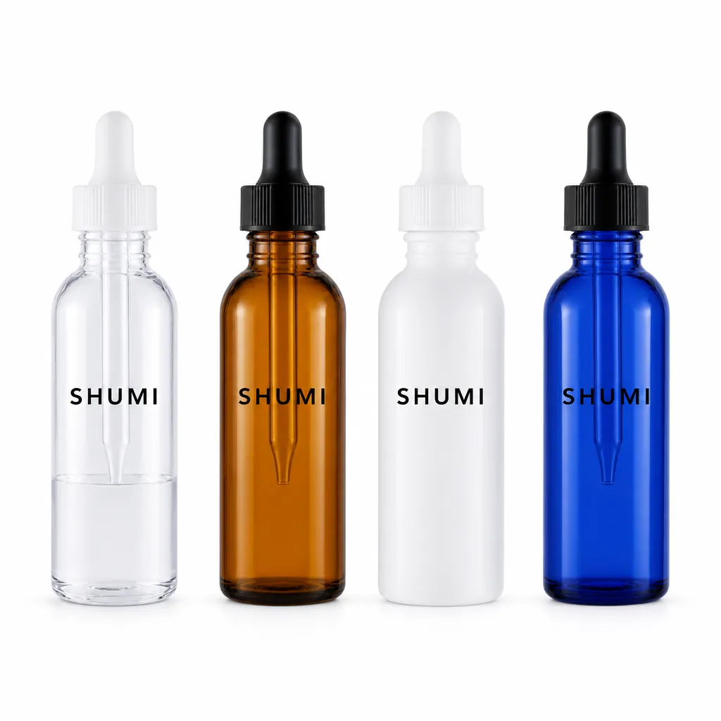 clear amber white blue pet dropper bottle for cosmetic skincare