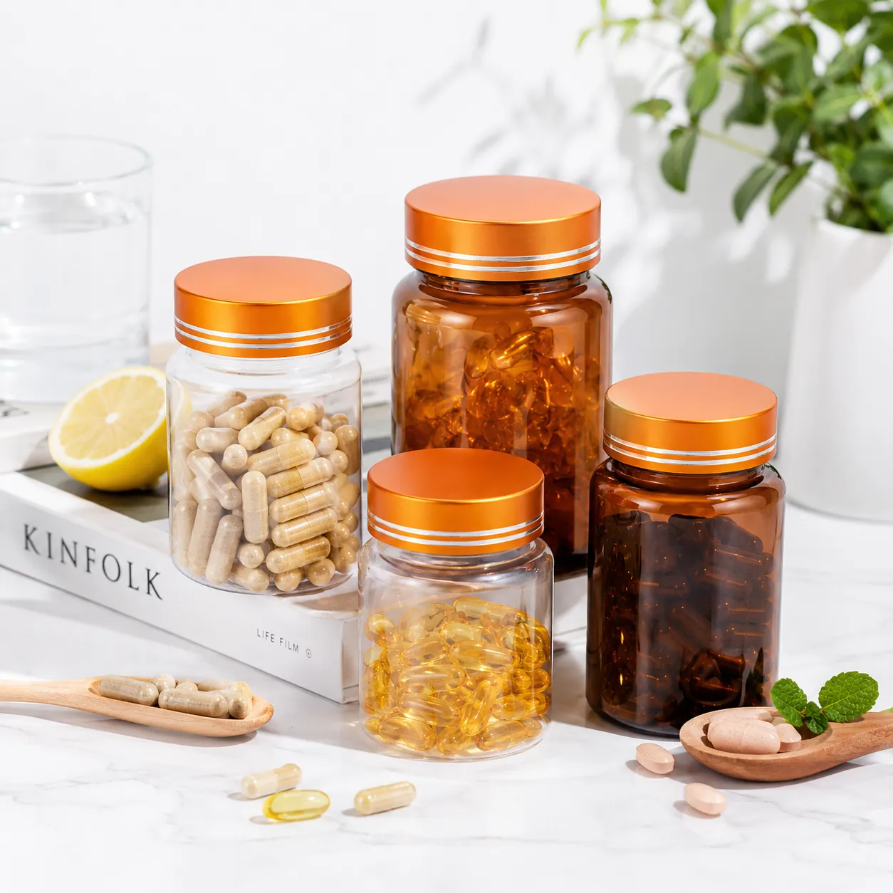 pet pill bottles pharmacy store shelf display commercial scene