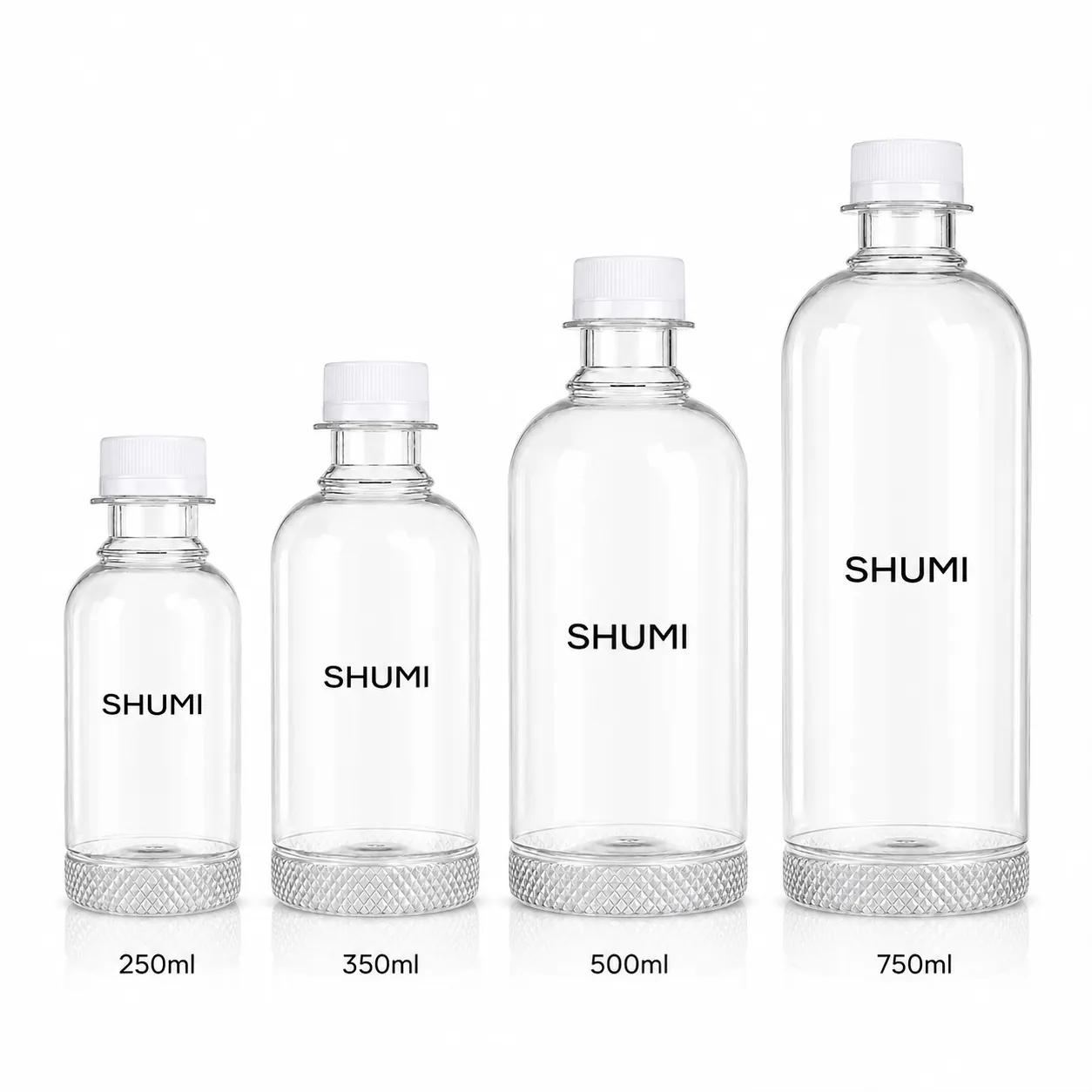 250ml 350ml 500ml 750ml biodegradable pla mineral water bottle size comparison