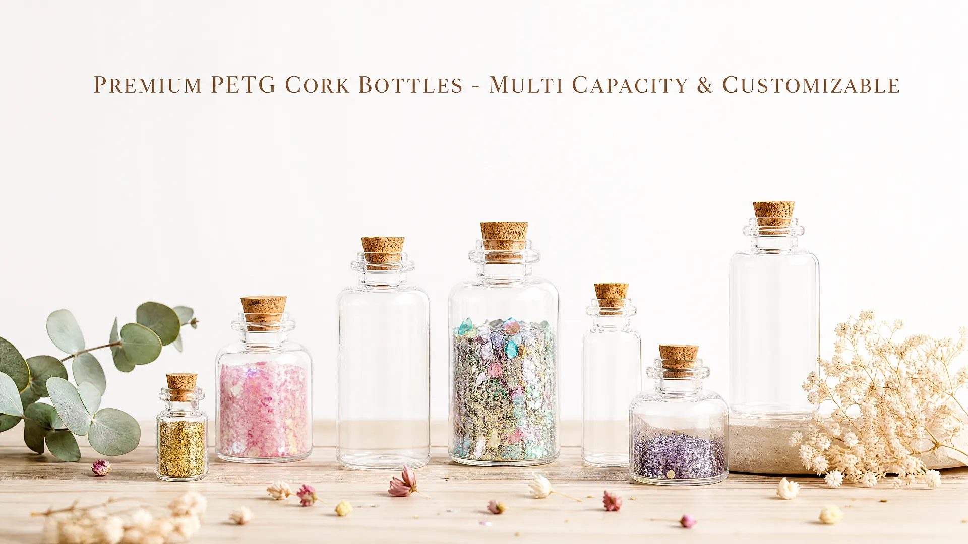 premium petg cork bottles wholesale bulk multi capacity wholesale manufacturer