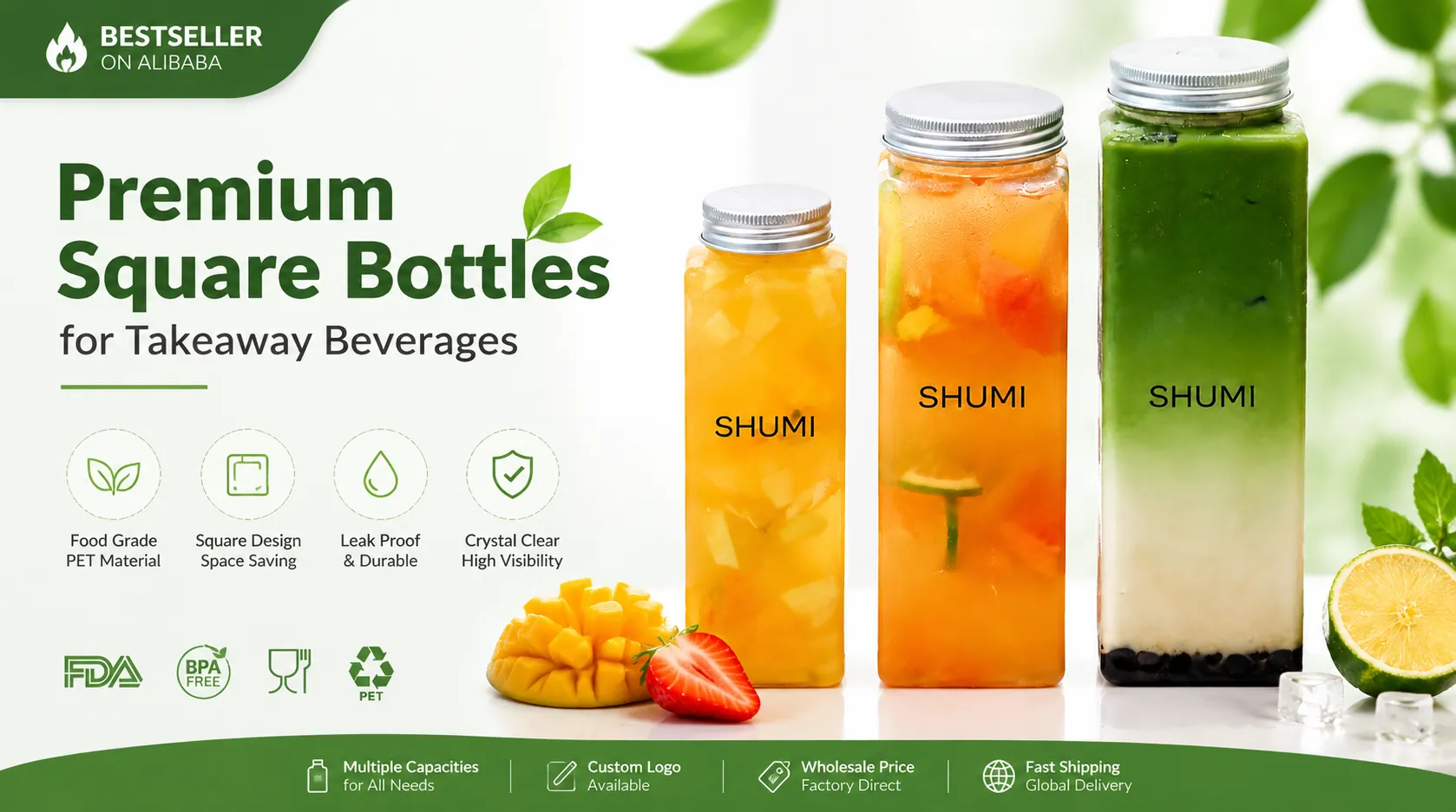 square takeaway beverage bottle banner wholesale manufacturer