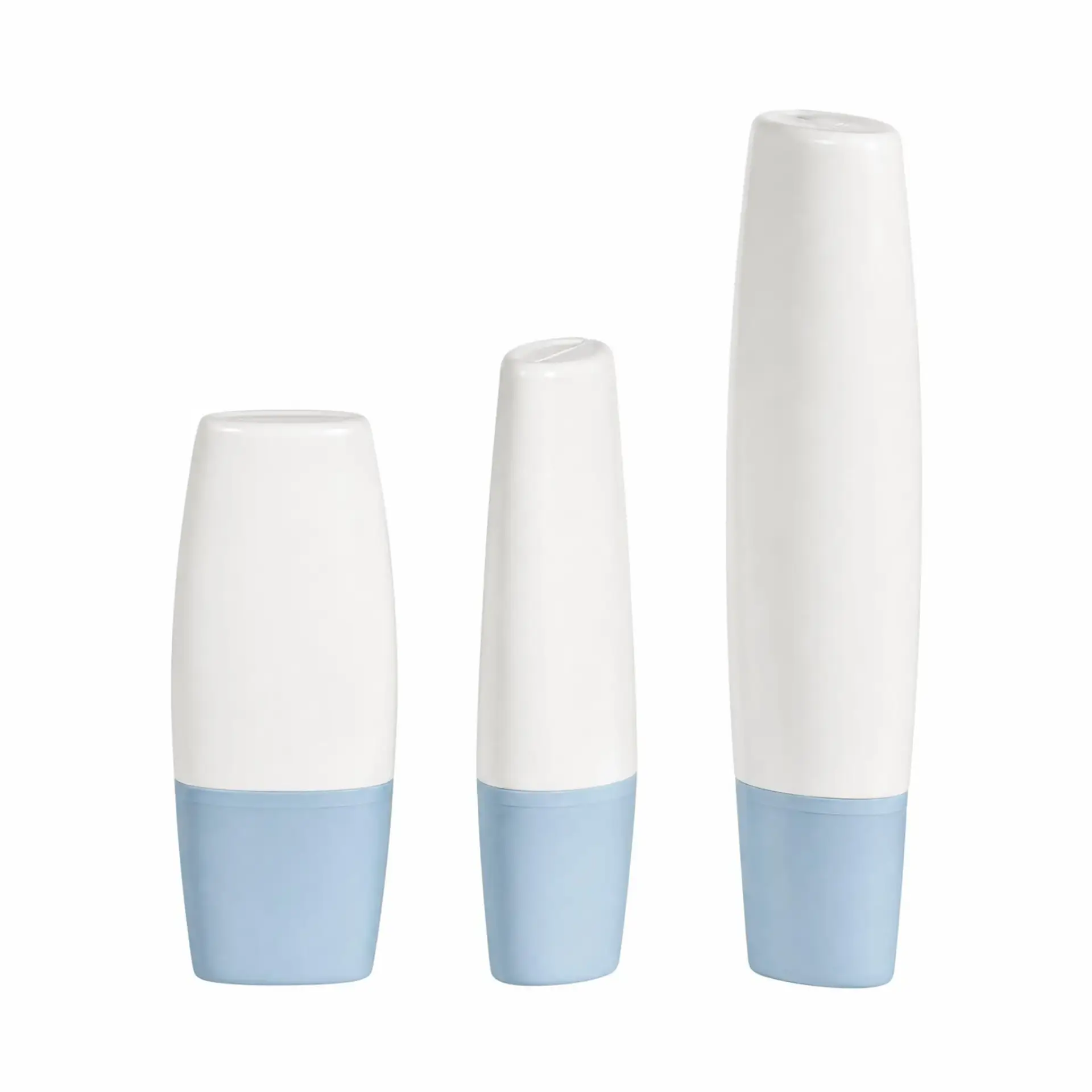 three sizes white light blue flat squeeze bottles wholesale plastic bottle manufacturer custom OEM