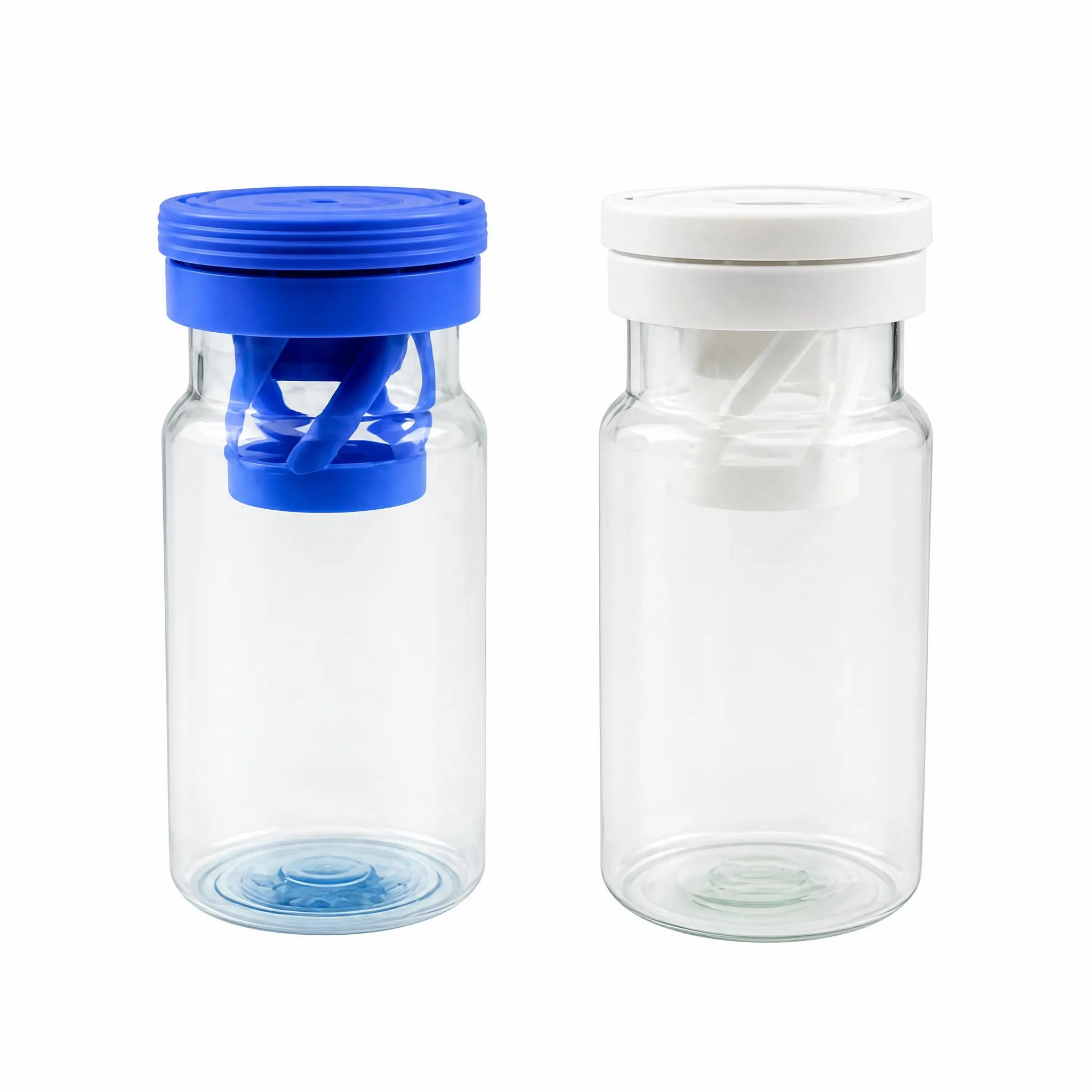 50ml desiccant bottles with blue and white integrated desiccant caps