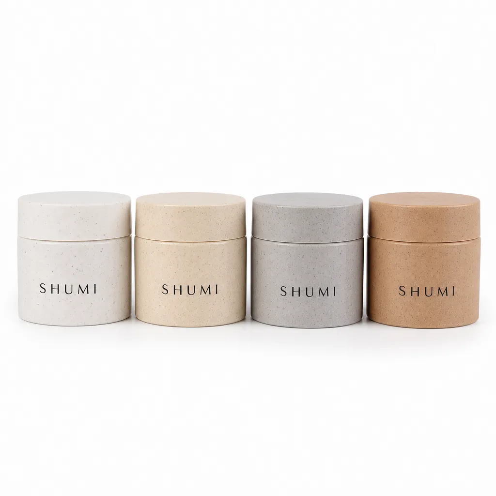 natural white beige gray brown biodegradable wheat straw cosmetic jars